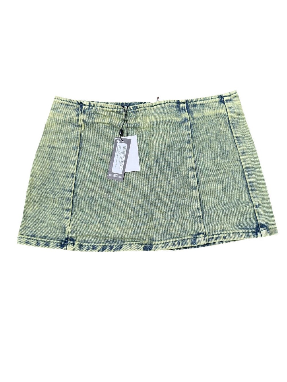 PrettyLittleThing Skirt Womens 4 Green Denim Mini Low Rise Acid Wash Y2K Zip